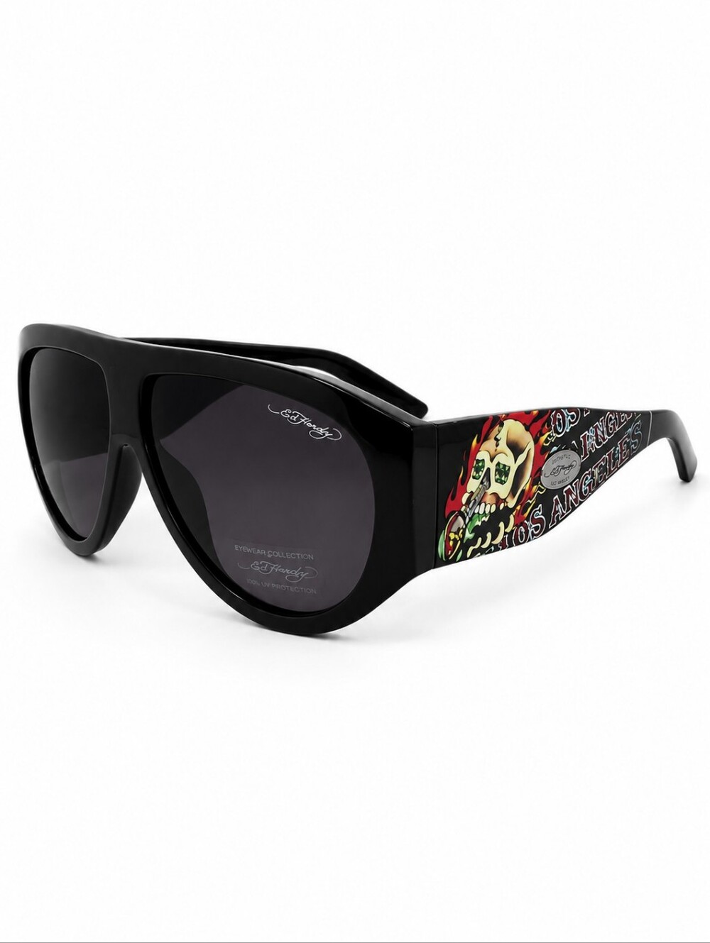 NWOT Ed Hardy Oversized Aviator Shield Sunglasses Skull Guitar Y2K